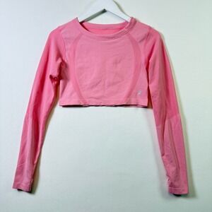 PURE BARRE‎ Pink Seamless Long Sleeve Thumbhole Cropped Activewear Top Small